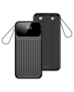 Maxlife MXPB-06 Power Bank with built-in Cables 10000mAh 22,5W PD QC Εξωτερική Μπαταρία - Black - MT82746