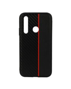 Moto Carbon Case with Stripe Ανθεκτική Θήκη Black / Red (Huawei Nova 4)