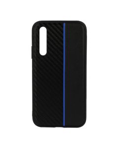 Moto Carbon Case with Stripe Ανθεκτική Θήκη Black / Blue (Huawei P30)
