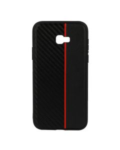 Moto Carbon Case with Stripe Ανθεκτική Θήκη Black / Red (Samsung Galaxy J4 Plus 2018)