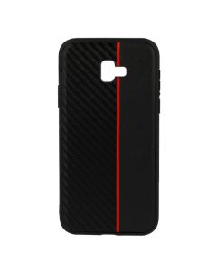 Moto Carbon Case with Stripe Ανθεκτική Θήκη Black / Red (Samsung Galaxy J6 Plus 2018)