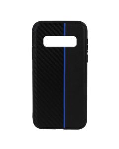 Moto Carbon Case with Stripe Ανθεκτική Θήκη Black / Blue (Samsung Galaxy S10)