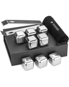 Navaris Stainless Steel Whiskey Stones (51816.01.08) Σετ 8 τεμαχίων Chilling Cubes - Silver