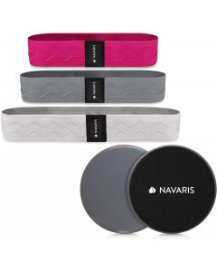 Navaris Resistance Bands with Sliding Discs Set (50879.01.01) Σετ Ιμάντες Γυμναστικής - Grey / Pink