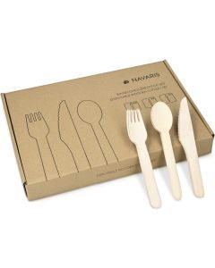 Navaris Disposable Wooden Cutlery Set (50674.200.01) 200 Ξύλινα Μαχαιροπίρουνα μιας Χρήσης
