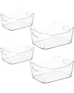 Navaris Fridge Organiser 4 x Plastic Storage Boxes (55380.01) Σετ με 4 Δοχεία Αποθήκευσης για Ψυγείο - Διάφανα 