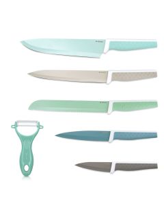 Navaris Knives Set 6 pieces (43114) 5 Μαχαίρια από Ανοξείδωτο Χάλυβα και 1 Κεραμικός Αποφλοιωτής Λαχανικών
