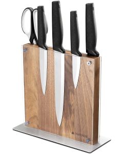 Navaris Double Sided Wooden Magnetic Knife Holder with Acrylic Guard (50416.025.05) Μαγνητική Βάση Στήριξης για Μαχαίρια 25 x 23 x 10cm - Acacia