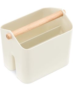 Navaris Plastic Organiser Box (55650.16.1) Κουτί Αποθήκευσης με Ξύλινη Λαβή Small - Cream