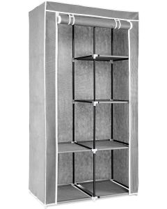 Navaris Storage Cabinet Wardrobe with 6 Compartments (45294.03) Υφασμάτινη Ντουλάπα με Φερμουάρ και Ράφια - Γκρι