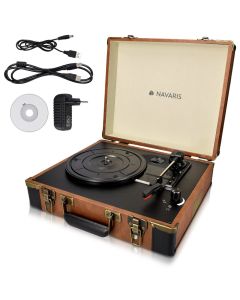 Navaris Turntable Vinyl Record Player Retro Suitcase (45272.01) Πικάπ - Brown / Black