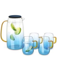 Navaris Water Carafe 1.55L with Silicone Lid and Four Glasses (51066.04.05) Γυάλινη Κανάτα Νερού με Καπάκι και 4 Ποτήρια