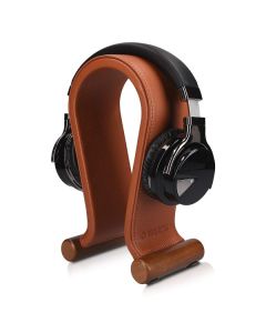 Navaris Omega Headphone Stand Ξύλινη Βάση Στήριξης Ακουστικών με Κάλυμμα από Συνθετικό Δέρμα (48110.05) Καφέ