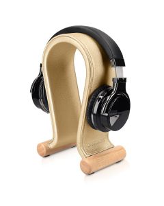 Navaris Omega Headphone Stand Ξύλινη Βάση Στήριξης Ακουστικών με Κάλυμμα από Συνθετικό Δέρμα (48110.21) Χρυσό