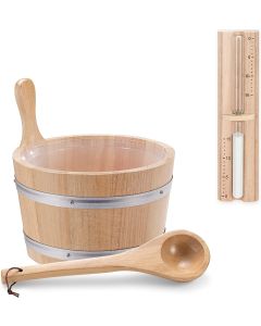 Navaris Wooden Sauna Bucket with Ladle Hourglass 5L (45467.2.18) Ξύλινο Σετ Σάουνας - Dark Brown