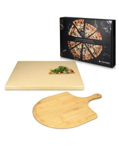 Navaris XL Pizza Stone Set for Baking (48593.01) Πέτρινη Πλάκα για Φούρνο + Pizza Peel 38 x 30 x 1.5cm