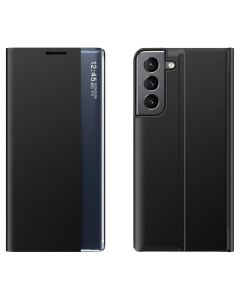 New Sleep Flip Cover Case Θήκη με Ημιδιάφανο Παράθυρο - Black (Samsung Galaxy S23)