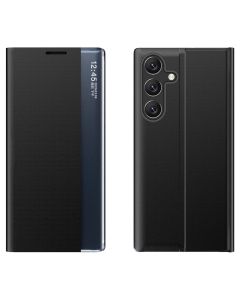 New Sleep Flip Cover Case Θήκη με Ημιδιάφανο Παράθυρο - Black (Samsung Galaxy S25)