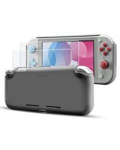 Tomtoc Liquid Silicone Case with 2x Tempered Glass for Nintendo Switch Lite - Grey