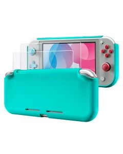 Tomtoc Liquid Silicone Case with 2x Tempered Glass for Nintendo Switch Lite - Turquoise