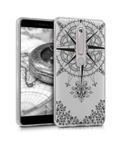 KWmobile Slim Fit Gel Case Baroque Compass (44200.01) Θήκη Σιλικόνης Διάφανη / Μαύρο (Nokia 6 2018)