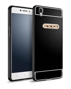 Aluminum Bumper & Back Mirror Cover - Black (OPPO R7s)