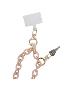 Phone Chain Strap Λουράκι - Light Gold / Pink
