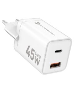 Forcell F-ENERGY Mini GaN III VT-36 USB / Type C PD QC4.0 45W Travel Charger Αντάπτορας Φόρτισης - White