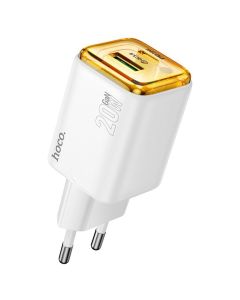 HOCO N52 GaN Fast Wall Charger QC3.0 PD 3A 20W USB / Type-C Αντάπτορας Φόρτισης - White