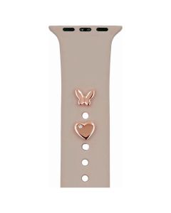 Pin Charms set for Watch Straps Διακοσμητικό Σετ Κρεμαστών Κοσμημάτων για Λουράκια Ρολογιών - Butterfly Rose Gold