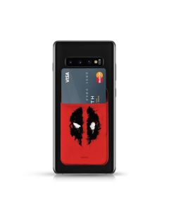 PU Leather Pocket Stickers Αυτοκόλλητη Θήκη Κάρτας για Smartphone - Marvel Deadpool Red