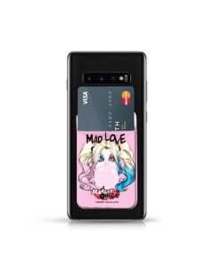 PU Leather Pocket Stickers Αυτοκόλλητη Θήκη Κάρτας για Smartphone - DC Harley Quinn Pink
