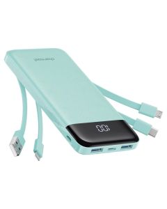 Charmast W1148 Power Bank 5V 3A 10000 mAh with USB, Micro USB, Lightning, Type-C Cables - Green - MT83884