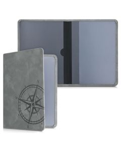 KWmobile Car Document Holder with Card Slots (53858.01) Θήκη Εγγράφων Αυτοκινήτου Navigational Compass Grey