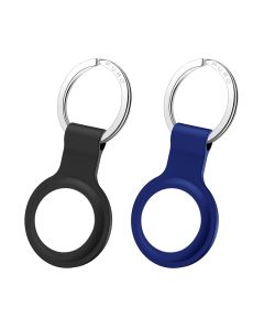 Puro Icon Set of 2 Liquid Silicone Case Keychain with Key Ring for Apple AirTag Θήκη Σιλικόνης - Black / Blue