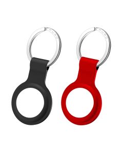 Puro Icon Set of 2 Liquid Silicone Case Keychain with Key Ring for Apple AirTag Θήκη Σιλικόνης - Black / Red