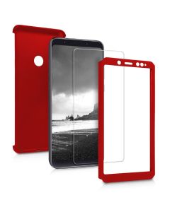 360 Full Cover Case & Tempered Glass - Red (Xiaomi Redmi Note 5)