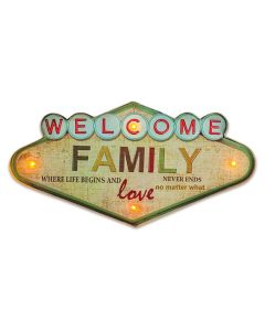 Forever RETRO Metal Sign LED Μεταλλική Πινακίδα με Φωτισμό - Welcome Family