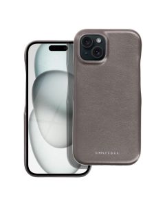 Roar Look PU Leather Back Cover Case - Grey (iPhone 15)