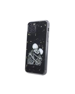 Romantic Skeletons Kiss TPU Silicone Case (iPhone 13 Pro)