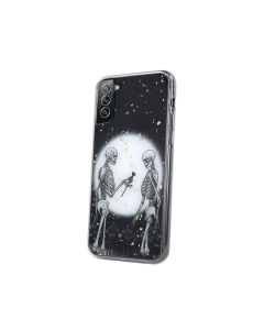 Romantic Skeletons Moon TPU Silicone Case (Samsung Galaxy S22 Plus 5G)