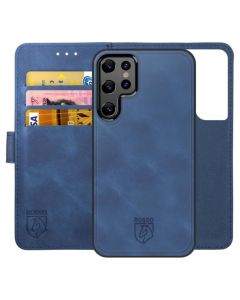 Rosso Element 2 in 1 PU Leather Wallet Θήκη Πορτοφόλι - Blue (Samsung Galaxy S22 Ultra 5G)