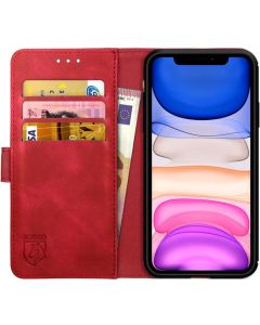 Rosso Element PU Leather Wallet Θήκη Πορτοφόλι με Stand - Red (iPhone 11)