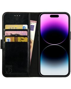 Rosso Element PU Leather Wallet Θήκη Πορτοφόλι με Stand - Black (iPhone 14 Pro)