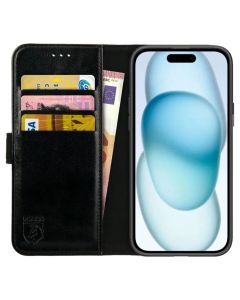 Rosso Element PU Leather Wallet Θήκη Πορτοφόλι με Stand - Black (iPhone 15)