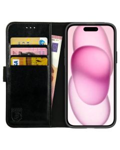 Rosso Element PU Leather Wallet Θήκη Πορτοφόλι με Stand - Black (iPhone 15 Plus)