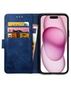 Rosso Element PU Leather Wallet Θήκη Πορτοφόλι με Stand - Blue (iPhone 15 Plus)