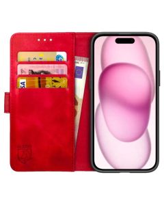 Rosso Element PU Leather Wallet Θήκη Πορτοφόλι με Stand - Red (iPhone 15 Plus)