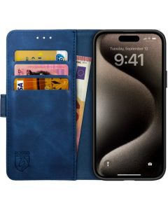 Rosso Element PU Leather Wallet Θήκη Πορτοφόλι με Stand - Blue (iPhone 15 Pro)