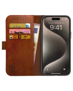 Rosso Element PU Leather Wallet Θήκη Πορτοφόλι με Stand - Brown (iPhone 15 Pro)